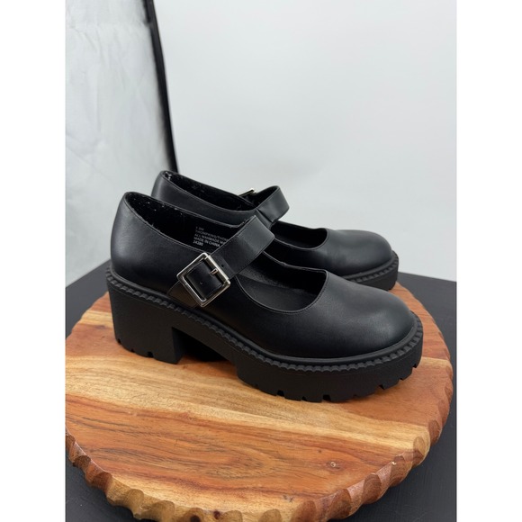 Madden Girl Shoes - Madden Girl Thompkins Mary Jane Shoes Womens 7.5 Black Chunky Platform Lug Sole